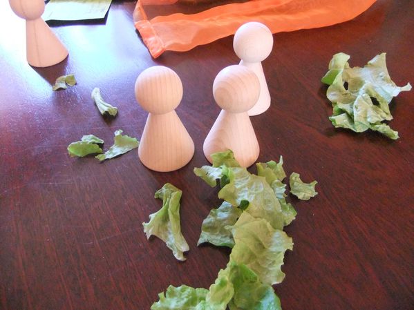 Nolah a donné de la salade à manger aux bonshommes