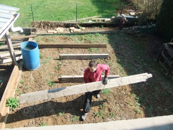 Installation des planches du potager en carrés (1-copie-1